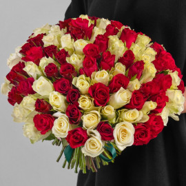 101 red and white rose 40 cm