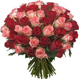 Red and pink roses 40 cm (select the number of flowers)