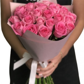 Розовые розы 60 см (19 шт)