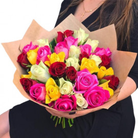 Multicolored roses 40 cm