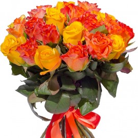 Yellow and orange roses 40 cm