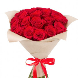 9 красных роз 50 cм в крафт-бумаге (выбери кол-во)