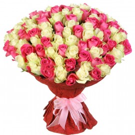 101 pink and white rose 50 cm
