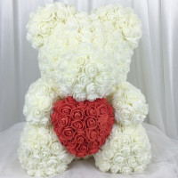3D Rose Teddy with heart WHITE XL