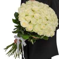 51 белая длинная роза 70 cm