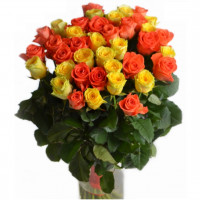 Orange and yellow roses 50 cm