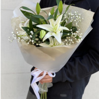 Wonderful bouquet of white lilies